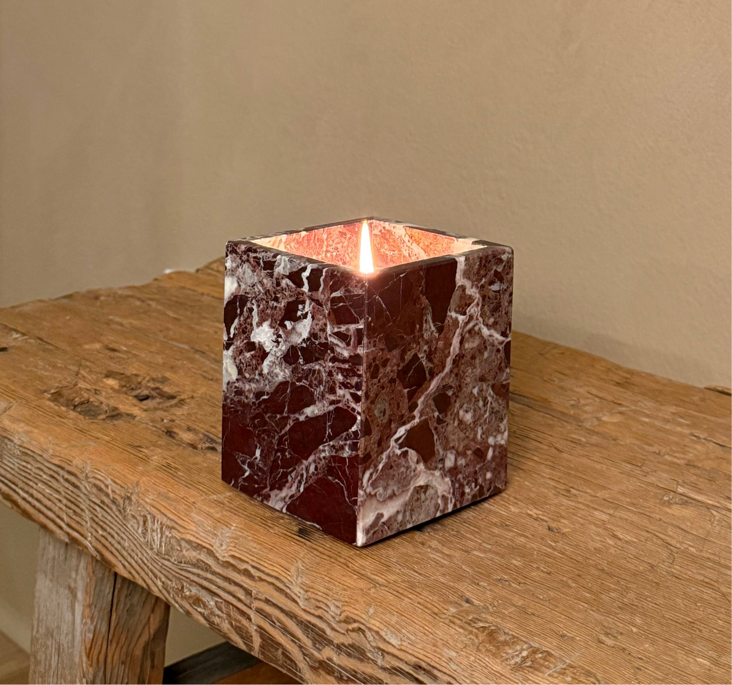 Rosso Levanto Marble Candle