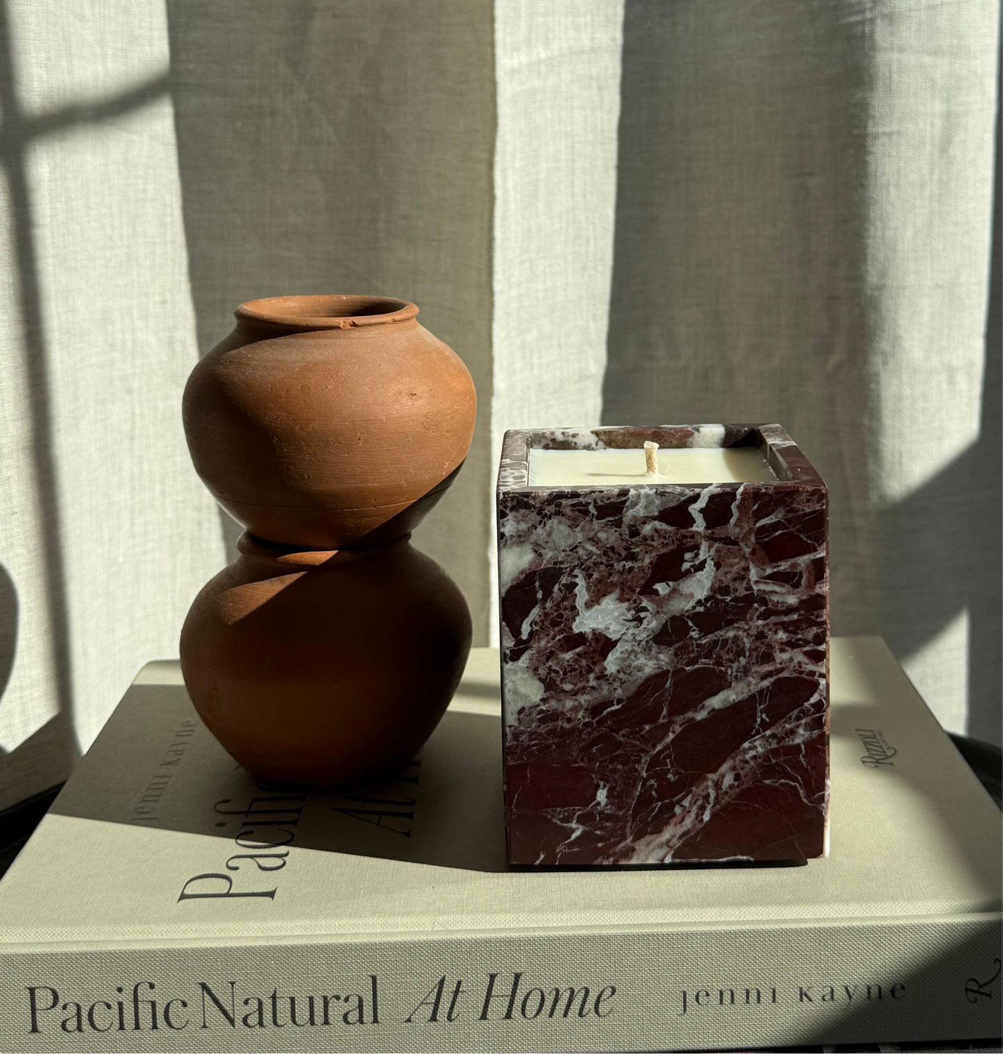 Rosso Levanto Marble Candle